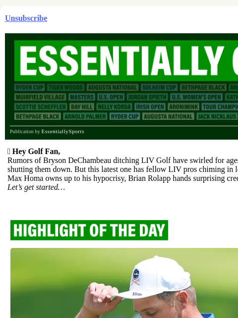 beehiiv newsletter: Bryson’s LIV Future Suddenly Unclear