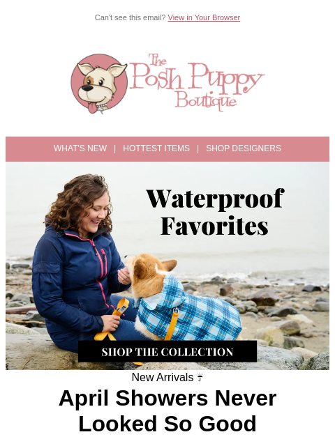 poshpuppyboutique newsletter: ☔ Rain or Shine, Your Pup Will Look Adorable