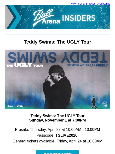 kroenkeentertainment newsletter: Presale Access: Teddy Swims