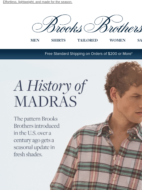 brooksbrothers newsletter: MADRAS: we introduced it here in 1902
