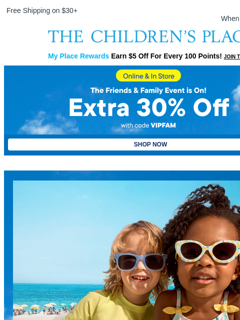 childrensplace newsletter: Your EXTRA 30% Off Code Just Dropped 👀