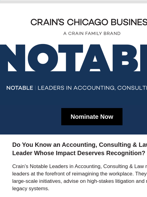 crainalerts newsletter: Recognize Leaders Reimagining the Workplace