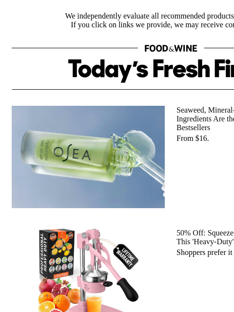 foodandwine newsletter: 50% Off: Squeeze Fresh Juice at Home With This 'He...