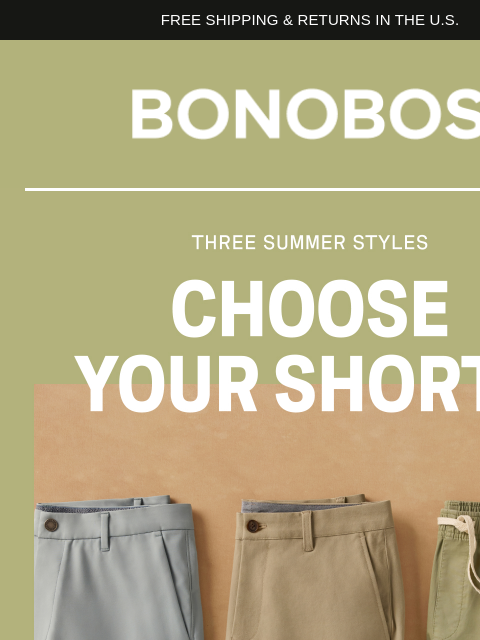 bonobos newsletter: Three Shorts Every Summer Demands