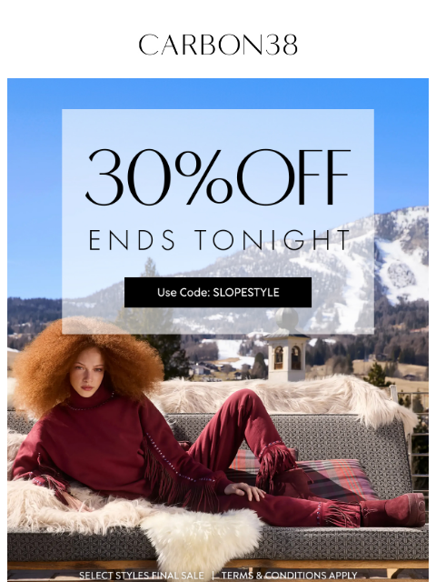 carbon38 newsletter: LAST DAY: 30% off Slope Style