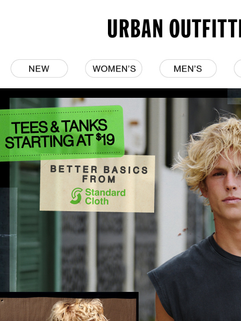 urbanoutfitters newsletter: Essential tees & tanks, starting at $19 →