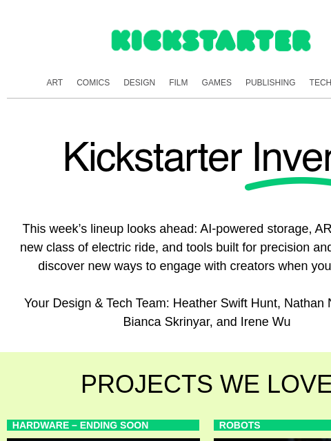 kickstarter newsletter: Built for what’s next