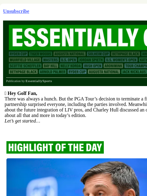 beehiiv newsletter: PGA Tour Abandons Historic Events