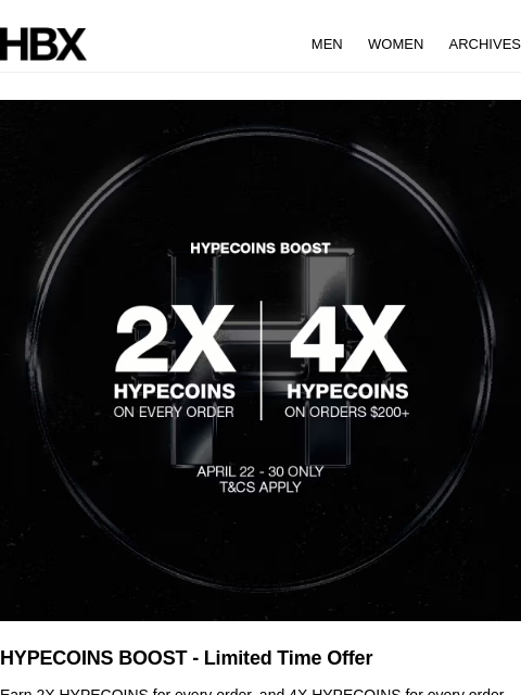 hbx newsletter: HYPECOINS BOOST - Limited Time Offer
