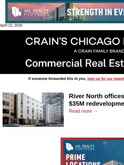 crainalerts newsletter: River North office redevelopment scrapped