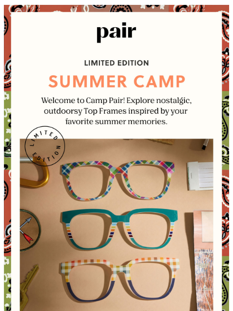 paireyewear newsletter: Summer Camp Top Frames 🏕️☀️🛶