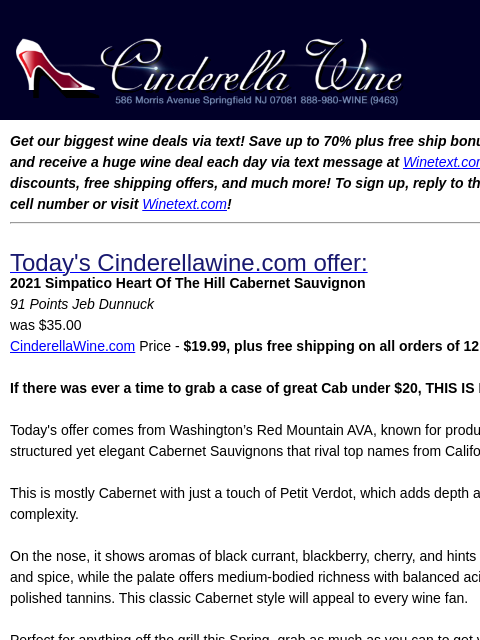 winelibrary newsletter: 2021 Simpatico Heart Of The Hill Cabernet Sauvigno...