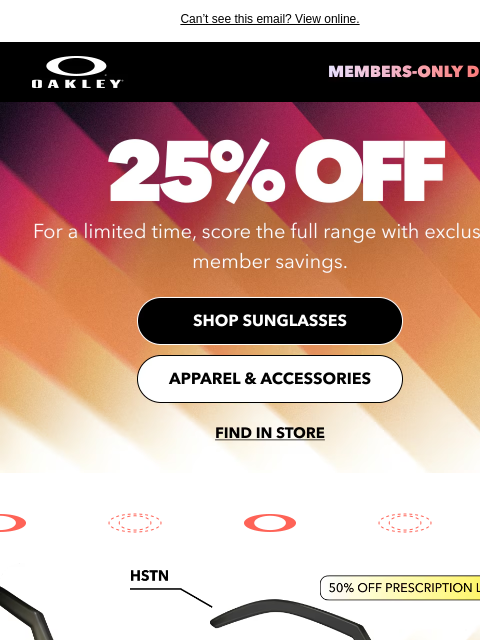 oakley newsletter: 25% Off Oakley Performance Essentials