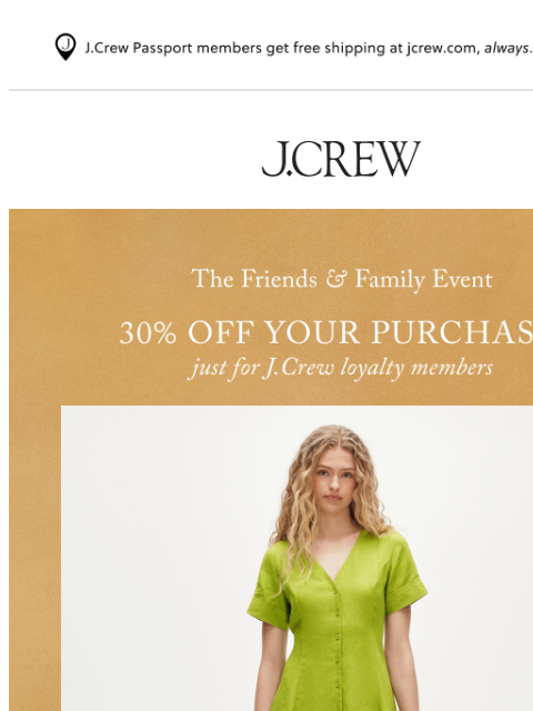 jcrew newsletter: 30% off your purchase. Yes, really!