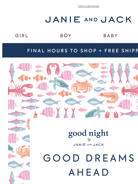 janieandjack newsletter: Only hours left for this event + free shipping