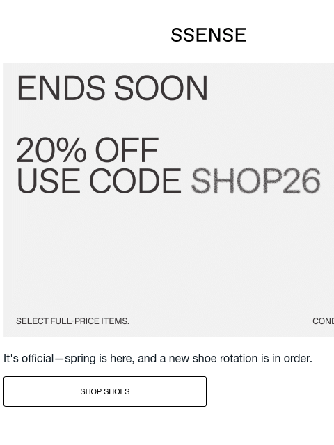 ssense newsletter: Rumor Has It, SS26 Shoes are Here
