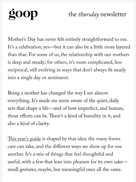 goop newsletter: the Thursday newsletter
