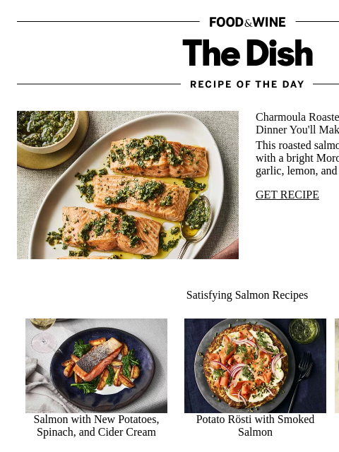 foodandwine newsletter: Charmoula Roasted Salmon