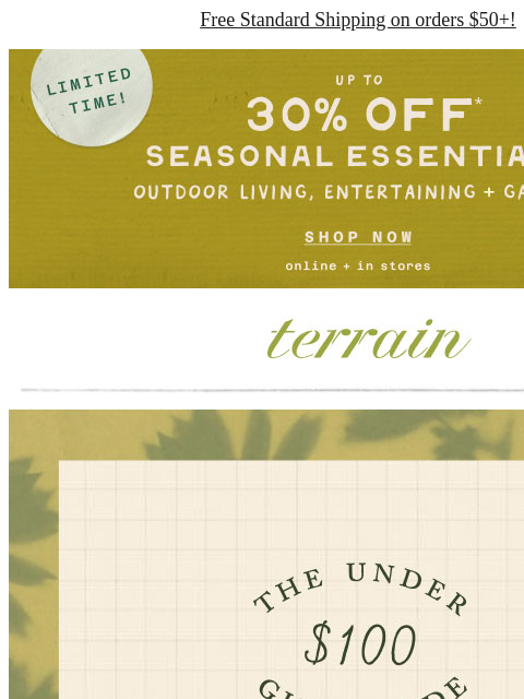 shopterrain newsletter: The $100 and Under Mother's Day Gift Guide