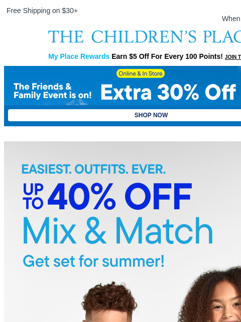 childrensplace newsletter: Colorful Made-to-Match Summer Outfits