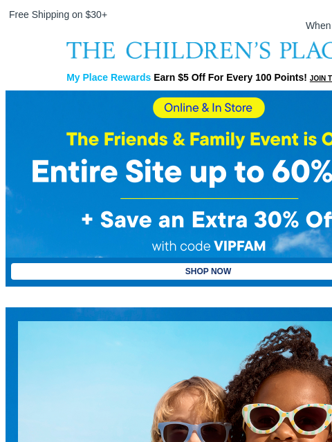 childrensplace newsletter: Just for YOU ❤️ Up to 60% Off + Extra 30% Off