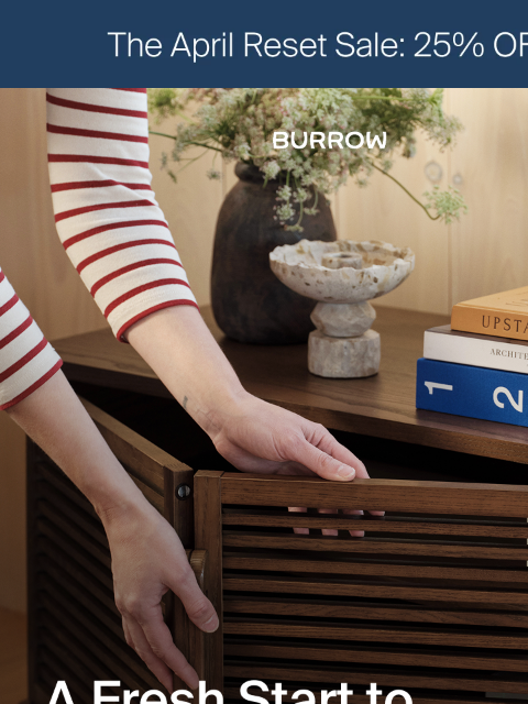 burrow newsletter: The April Reset Sale: 25% off a tidier space