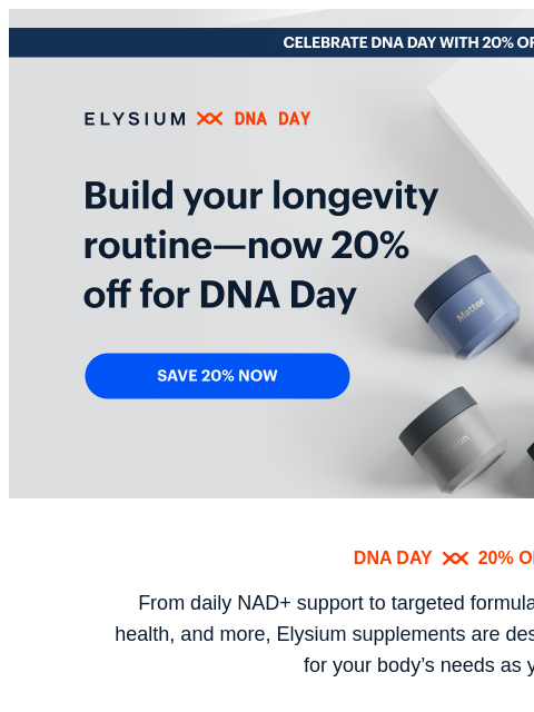 elysiumhealth newsletter: Build your longevity routine—20% off