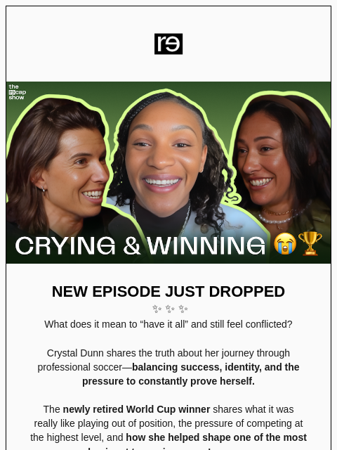 re-website newsletter: Pass the Aux to Crystal Dunn