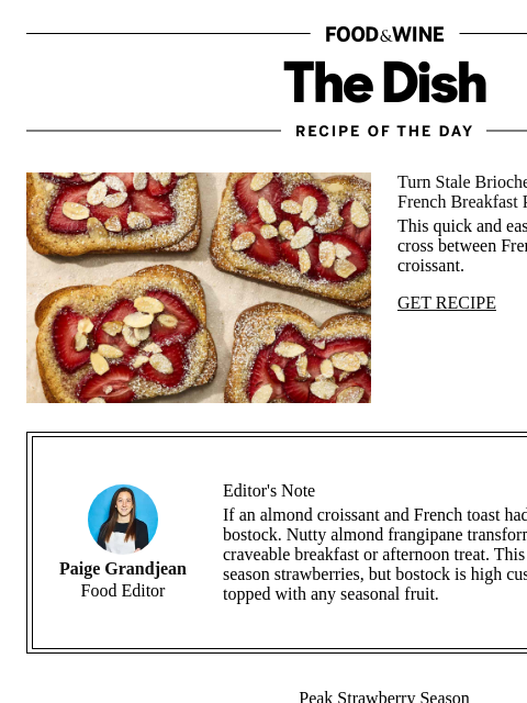 foodandwine newsletter: Strawberry-Almond Bostock