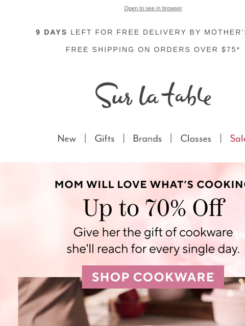 surlatable newsletter: Cookware made for Mom (and up to 70% off).