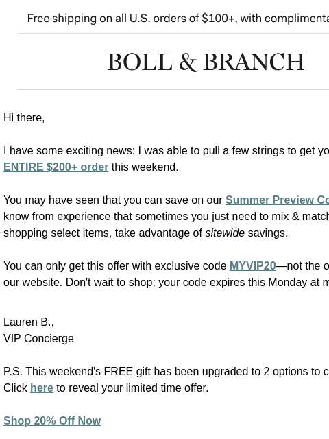 bollandbranch newsletter: I got you access to our BEST spring offer