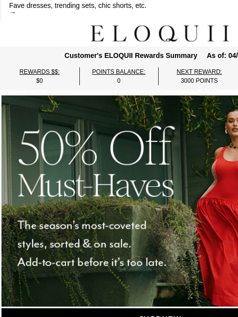 eloquii newsletter: Happening RN: 50% off must-haves