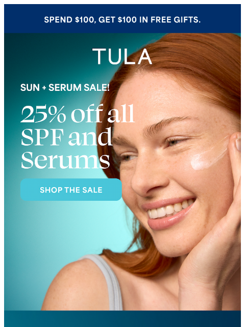 tula newsletter: Shine bright & save—25% off SPF & serums ends TODA...