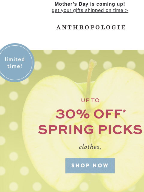 anthropologie newsletter: Get your picks of the spring patch
