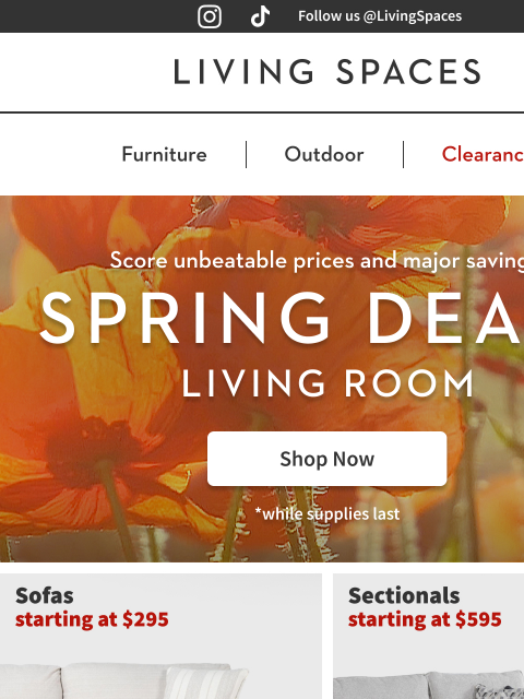 livingspaces newsletter: Your Living Room SPRING DEALS Are Here… and They’r...