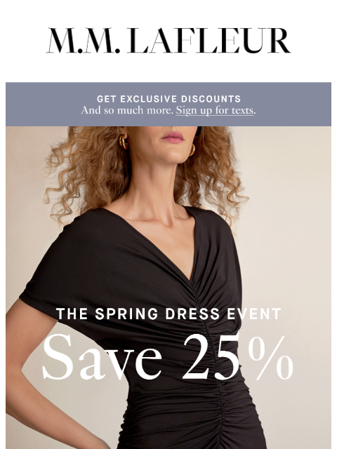 mmlafleur newsletter: 25% OFF 📢 The Spring Dress Event