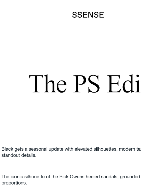 ssense newsletter: Black, Reimagined for Spring