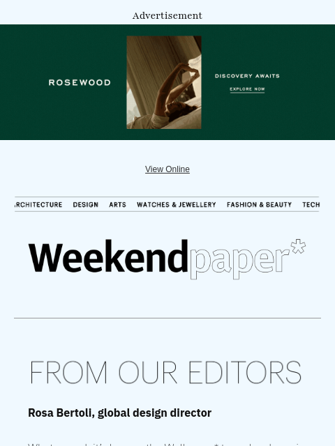 futureplc newsletter: Weekendpaper* | Milan Design Week highlights