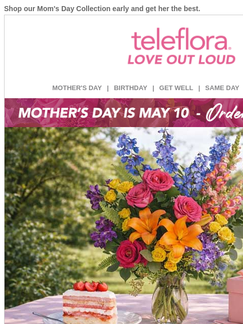 teleflora newsletter: Brighten Mom’s Day 🌺Enjoy 20% Off Now