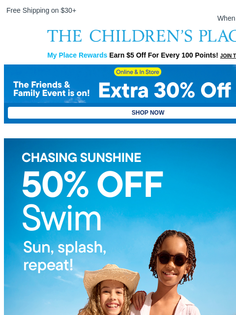childrensplace newsletter: Weekend Flash: 50% Off Swim