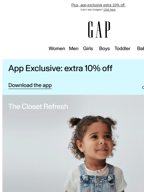 gap newsletter: Now at the Closet Refresh: 50% off + sale picks
