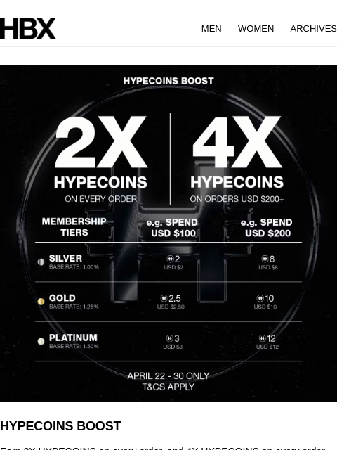 hbx newsletter: HYPECOINS BOOST