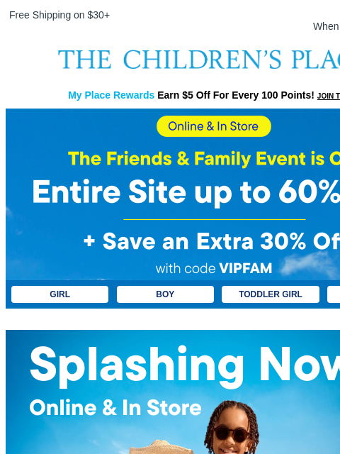 childrensplace newsletter: PSA 📣 Up to 60% Off + Extra 30% Off!
