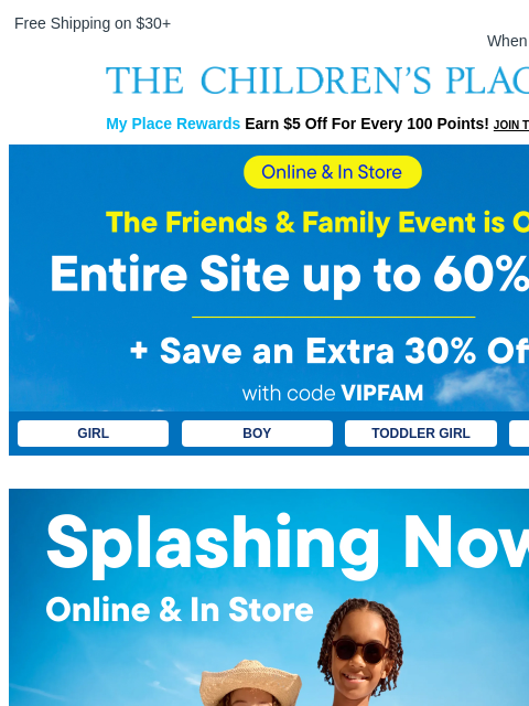 childrensplace newsletter: Weekend Sale Is Live! Up to 60% off + Extra 30%!