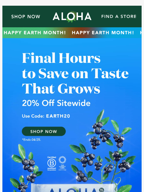 aloha newsletter: Final hours for 20% off sitewide