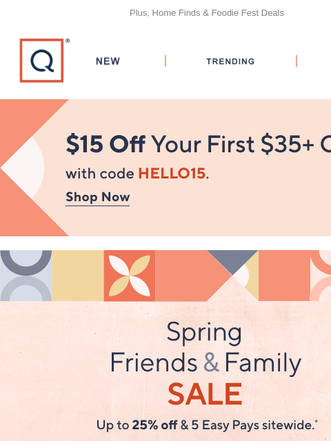 qvcemail newsletter: Up to 25% Off Sitewide & Saatva TSV® + Get $15 Off