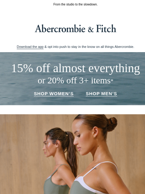 abercrombie newsletter: New YPB active that moves with you.