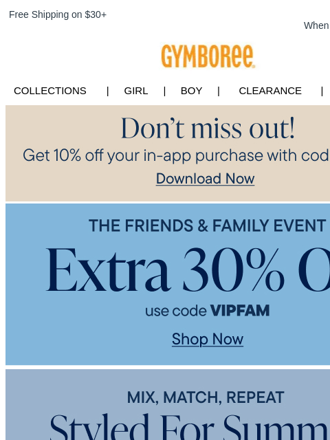 gymboree newsletter: Summer Outfits We're Wearing on Repeat (30% off!)