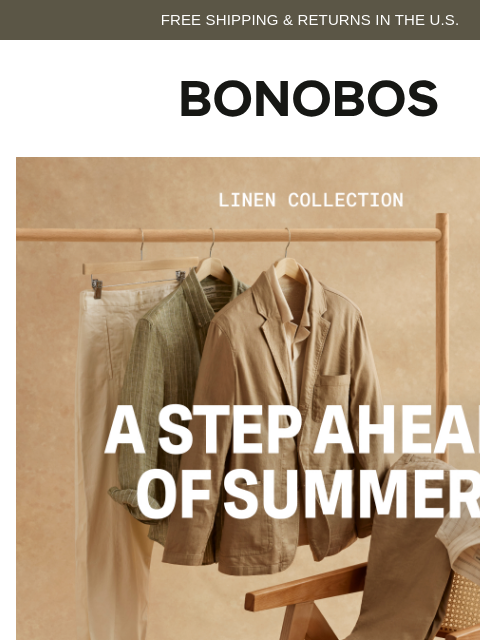 bonobos newsletter: Linen for Now & Later