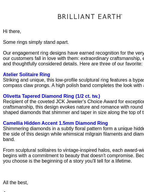 brilliantearth newsletter: The award-winning rings on everyone’s wish list